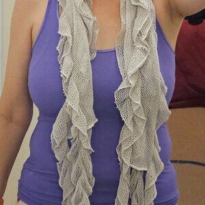 Ruffled knit gray Katie Todd scarf